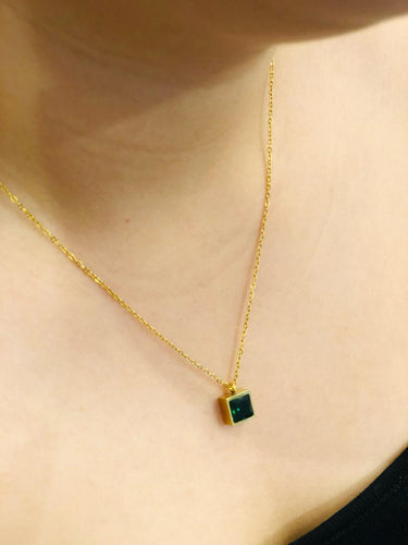 Green Square Stone Chain